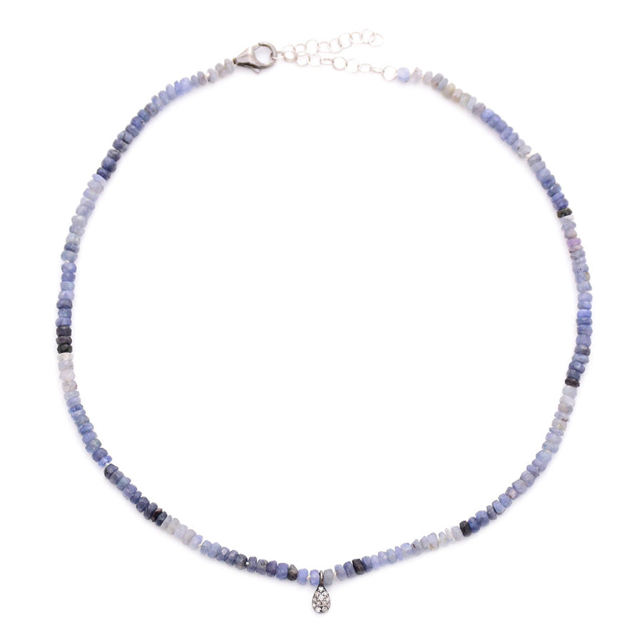 Ombre Sapphire & pave diamond teardrop