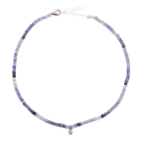 Ombre Sapphire & pave diamond teardrop