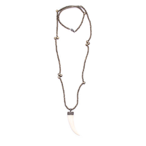 Pyrite & Diamond Horn Pendant