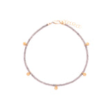 smoky quartz & gold flowers anklet