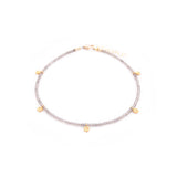 smoky quartz & gold flowers anklet