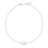 white rice pearls & coin pearl choker