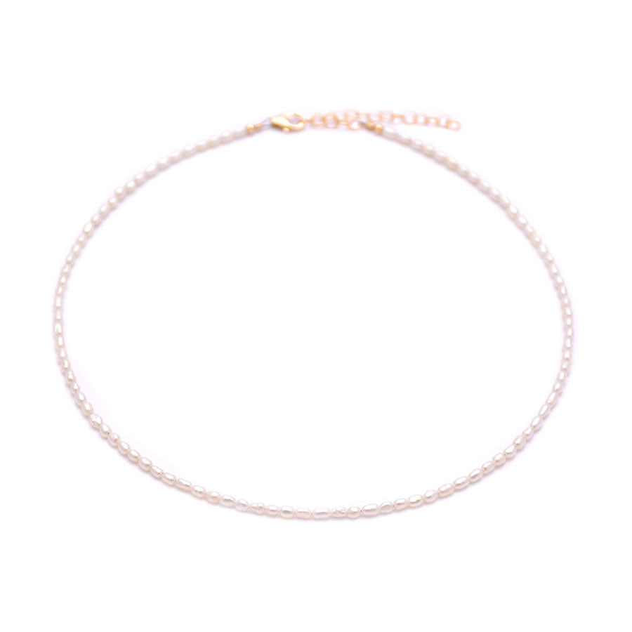 white rice pearls choker