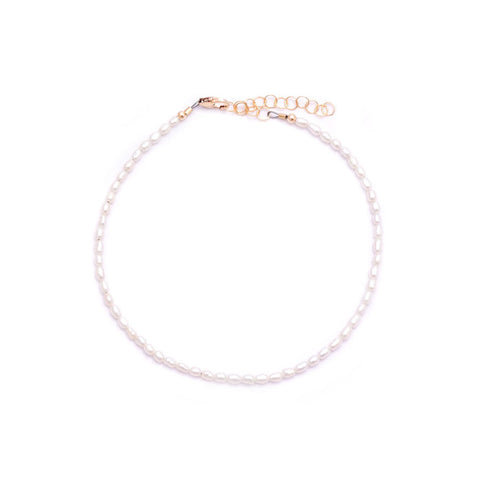 white rice pearls anklet