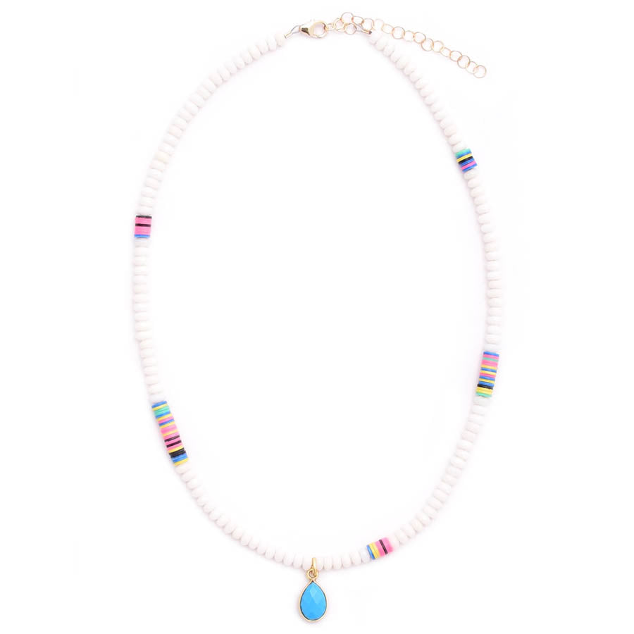coral, african vinyl & turquoise teardrop