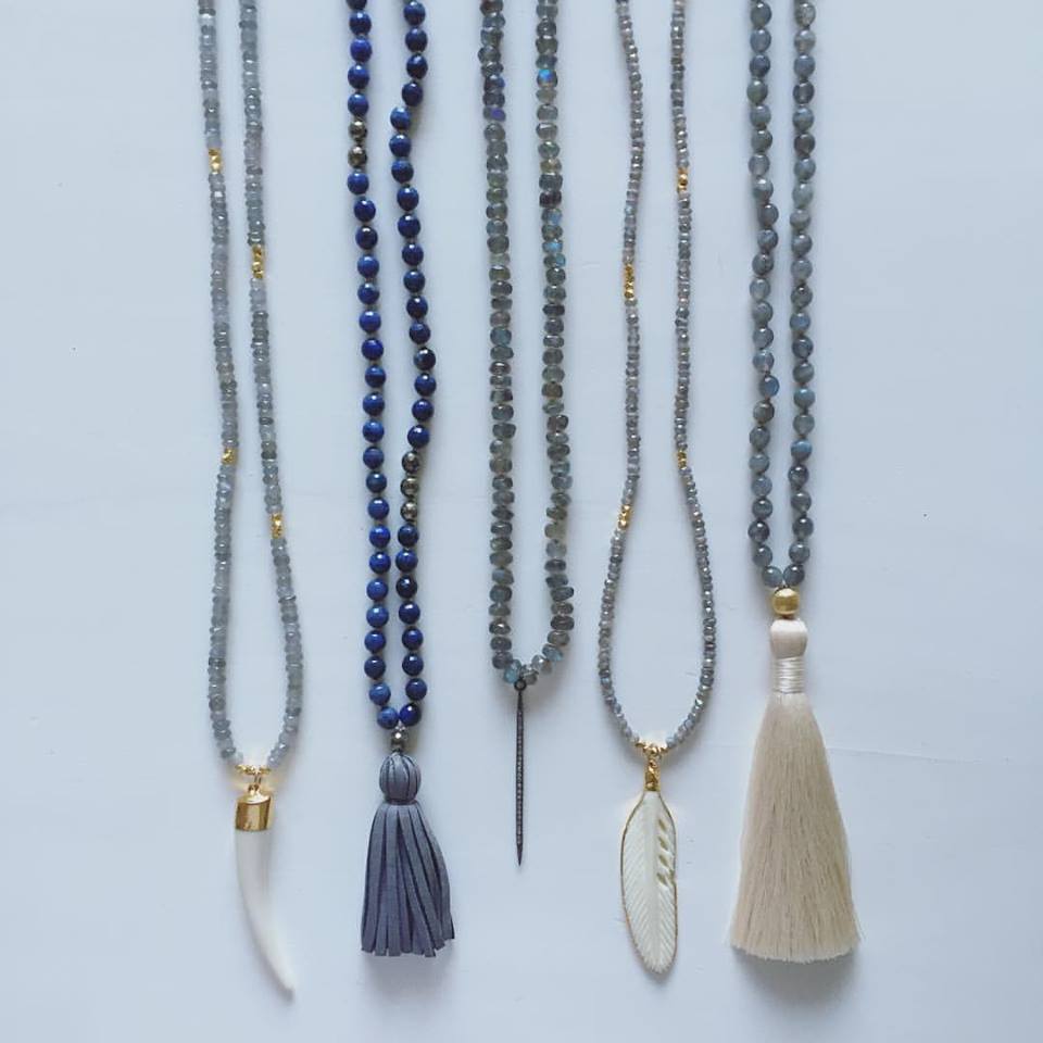 knotted labradorite & diamond spike
