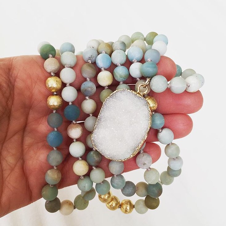 knotted matte amazonite & druzy