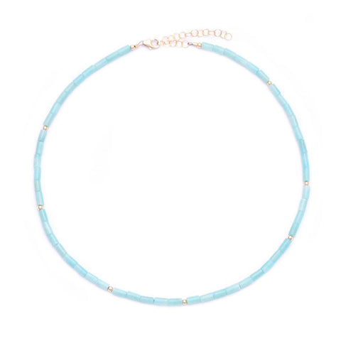 amazonite tube beads choker