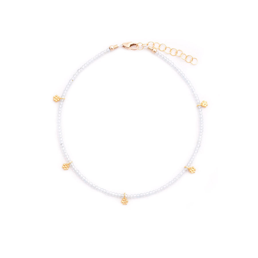 aquamarine & gold flowers anklet