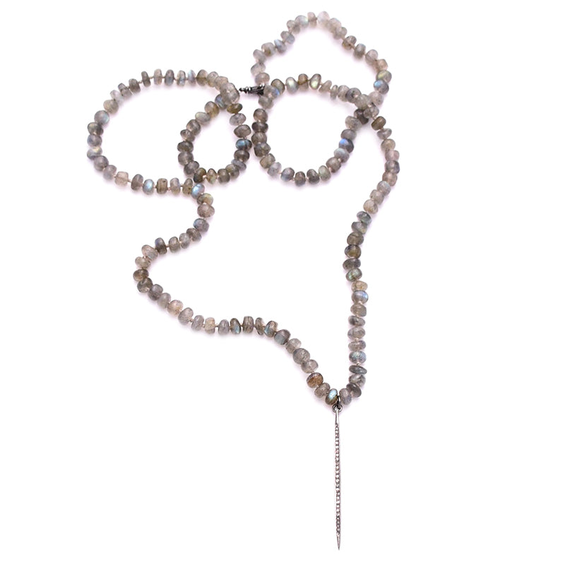 knotted labradorite & diamond spike