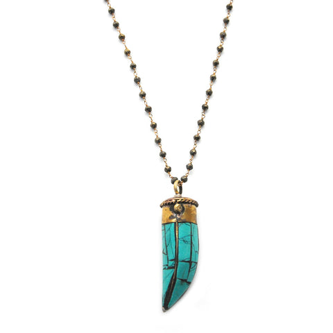 wire-wrapped turquoise horn