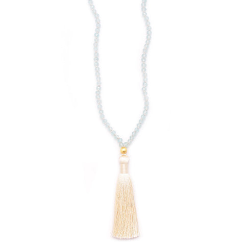 aqua chalcedony & silky tassel