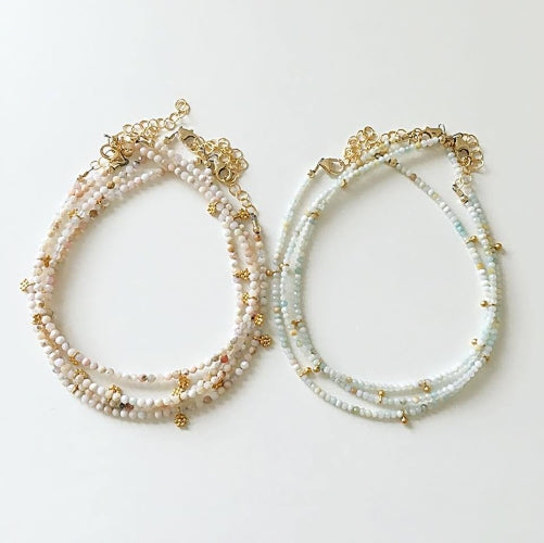 amazonite & gold drops anklet