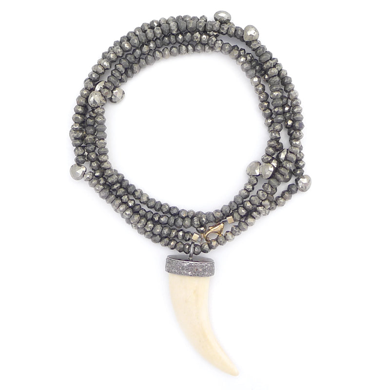 pyrite with diamond & bone horn