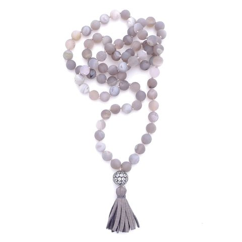 knotted matte agate & tassel