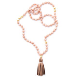 knotted peach moonstone & tassel