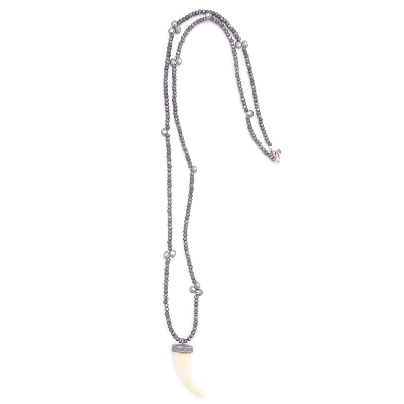 pyrite with diamond & bone horn