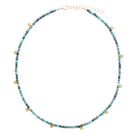 turquoise & 10 gold flowers