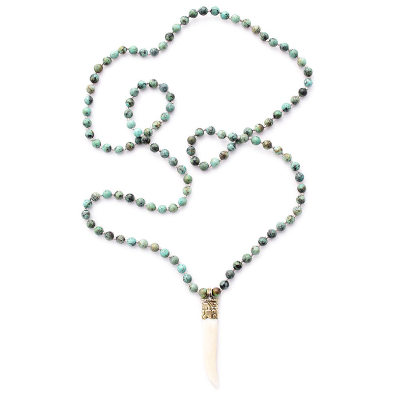 african turquoise & bone tusk