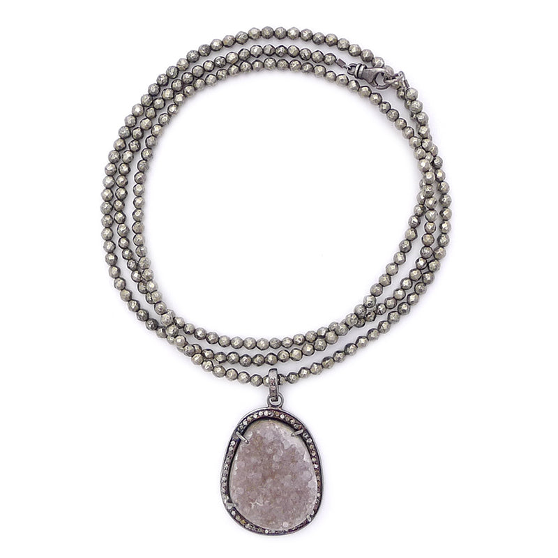 pyrite & mini diamond druzy