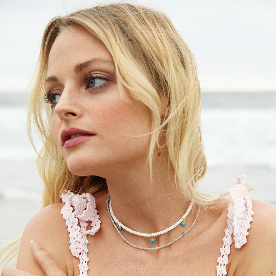amazonite & gold drops