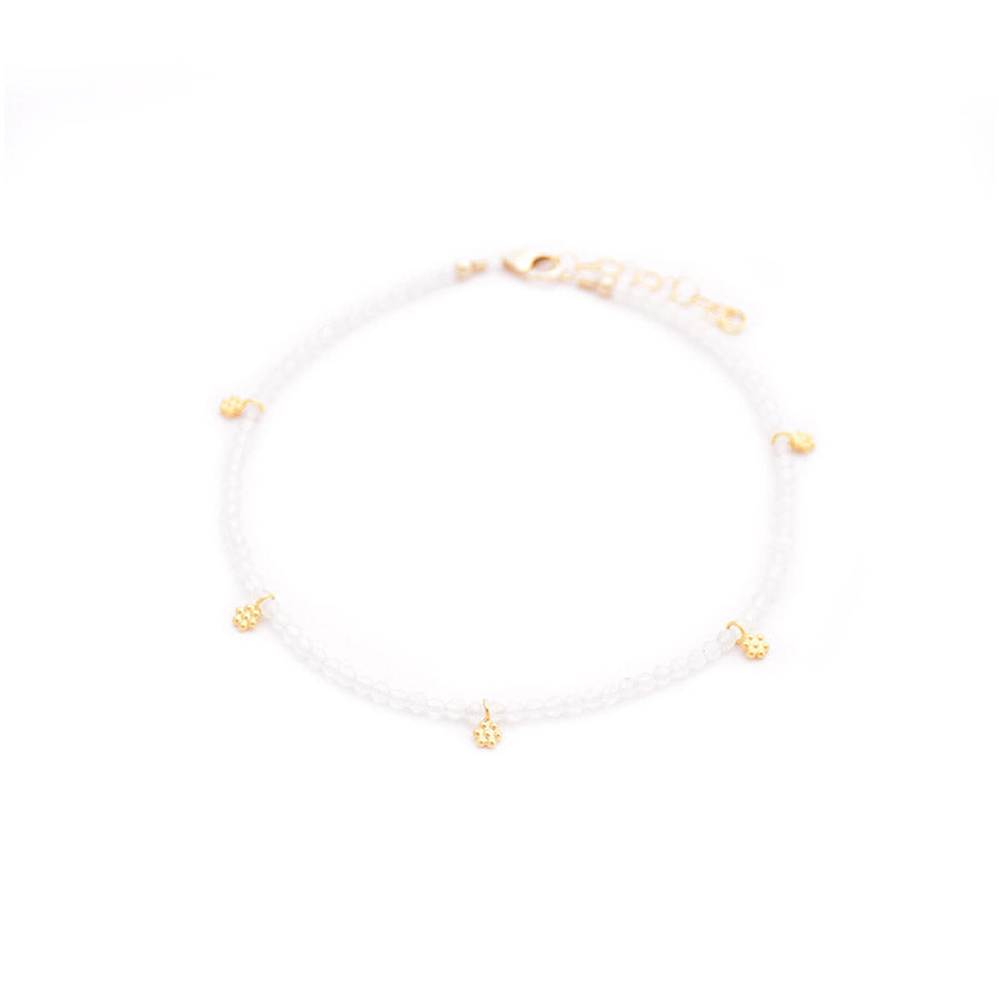 moonstone & gold flowers anklet