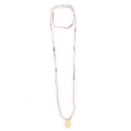 rutilated quartz & vermeil buddha charm