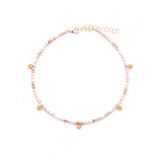 pink opal & gold flowers anklet