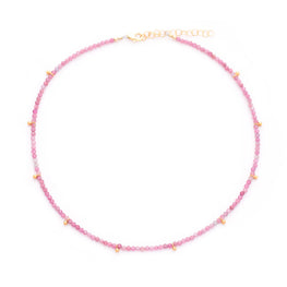 pink tourmaline & gold drops
