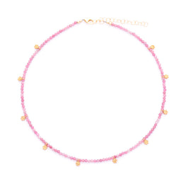 pink tourmaline & gold flowers