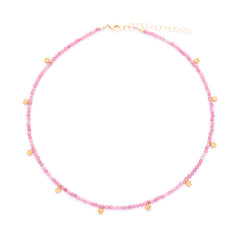 pink tourmaline & gold flowers