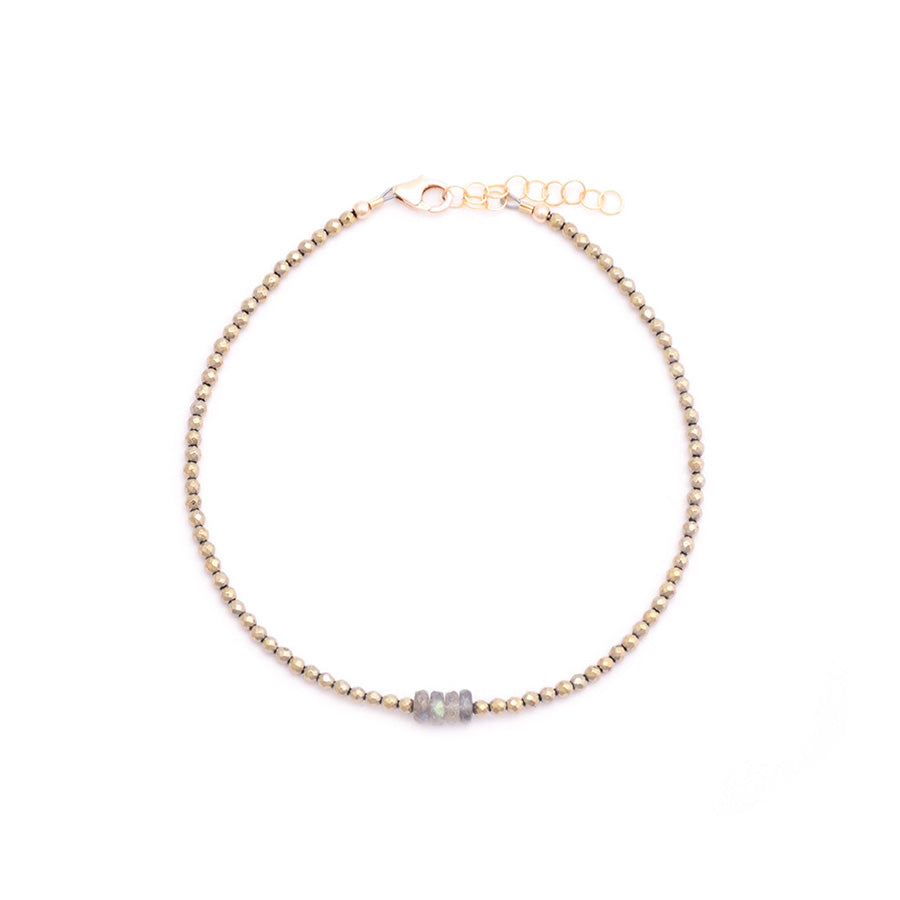 pyrite & labradorite anklet