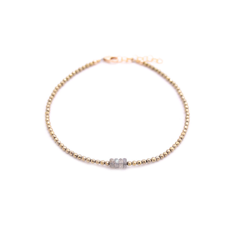 pyrite & labradorite anklet