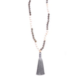 labradorite, shell & silky tassel