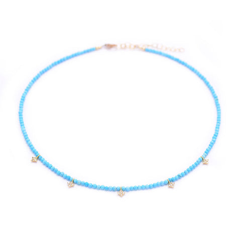 turquoise & pave diamond shape drops