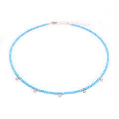 turquoise & pave diamond shape drops