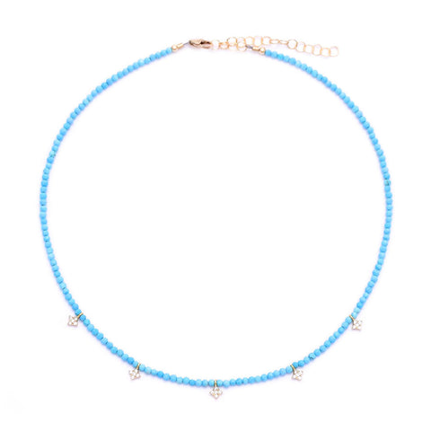turquoise & pave diamond shape drops