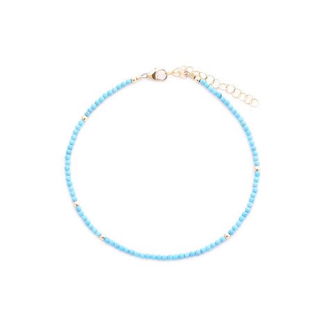 turquoise & gold beads anklet