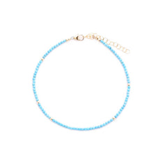 turquoise & gold beads anklet