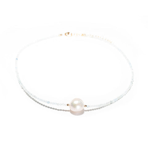 aquamarine & white baroque pearl